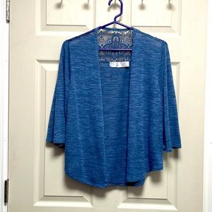 Jean Blue Cardigan with partial lace backing
